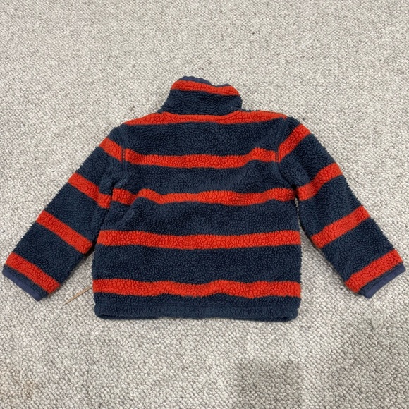 Mini Boden Size 3-4 Red and Navy Stripe Full Zip‎ Fleece Jacket - Picture 2 of 4